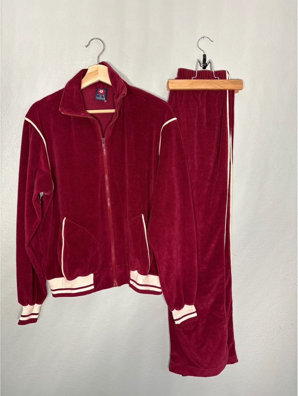 Vintage 80s retro velour track suit matching